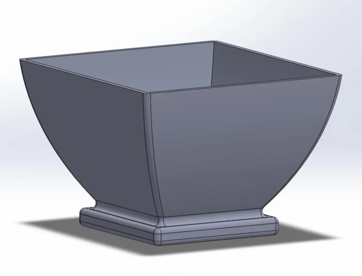 Custom 3D printed bowl with a stepped pedestal base, designed as the reservoir for a small tabletop waterfall.